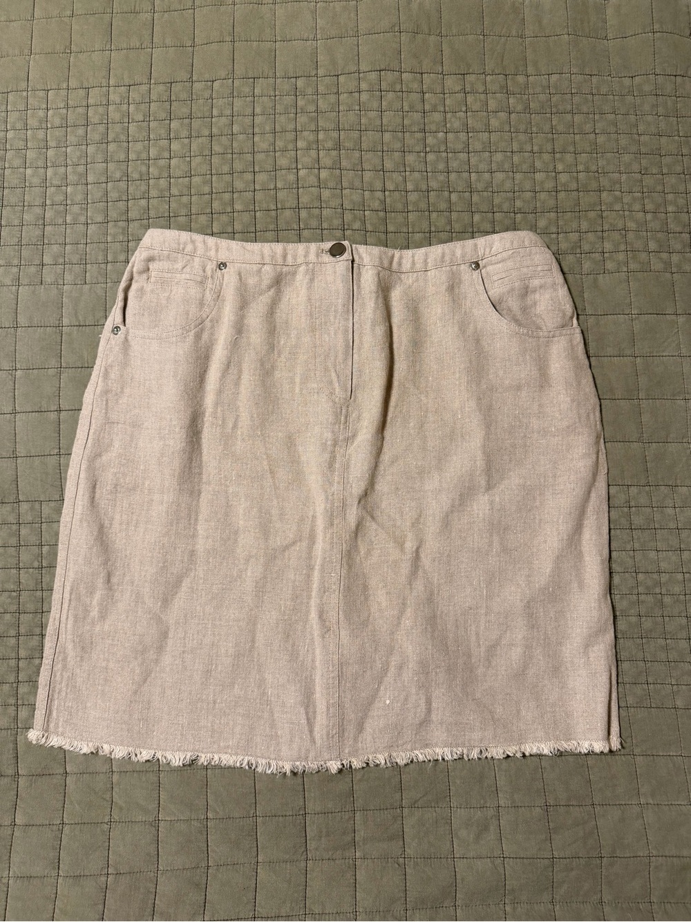 100% Linen Skirt with Frayed Hem
